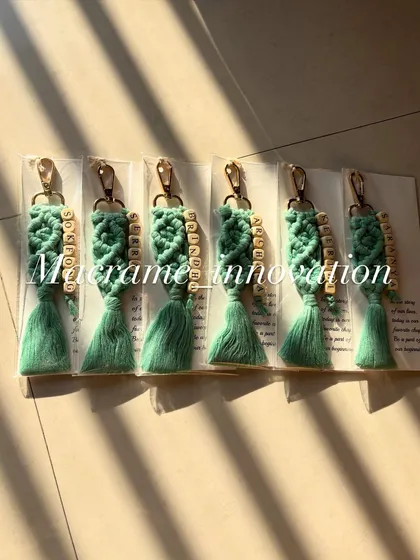 A fresh and vibrant mint green for these personalized tassel keychains. It's a color that always feels cheerful.