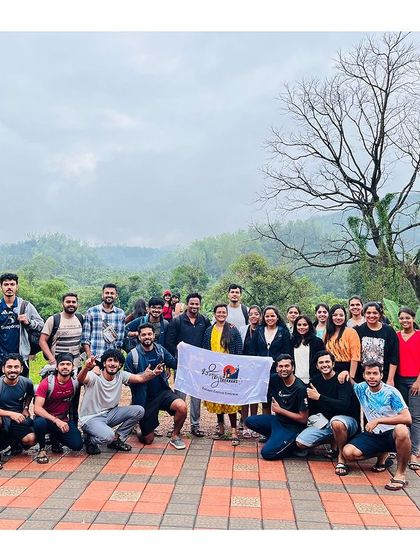 Our Netravati group posing together at the homestay, ready and excited for the trek ahead. We ensure a comfortable and welcoming stay for everyone.