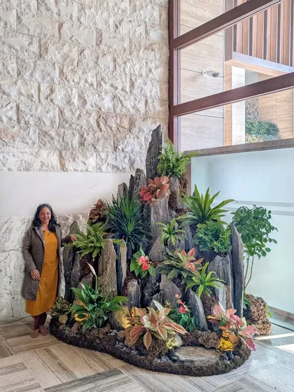 For the Westin in the Himalayas, we took on the challenge of capturing the essence of the mountains indoors. This 8-foot-tall installation was built with 4 tons of real rock and live plants, a project that took a team of 34 people five months from concept to completion. It’s a testament to our love for creating epic, one-of-a-kind green art.