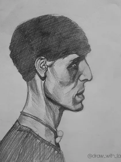 This is a quick profile portrait sketch. Practicing different angles is key to understanding the human head, and these fast studies are perfect for warming up and improving your observation skills.