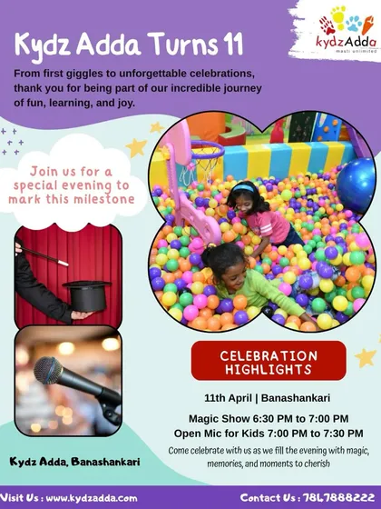 We're turning 11! To celebrate this milestone, I'm hosting a special evening with a magic show and an open mic for kids. It's my way of saying thank you to our amazing community.