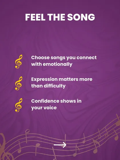 Feeling the song is just as important as technique. I encourage students to choose songs they connect with emotionally, because expression matters more than difficulty and confidence shows in your voice.