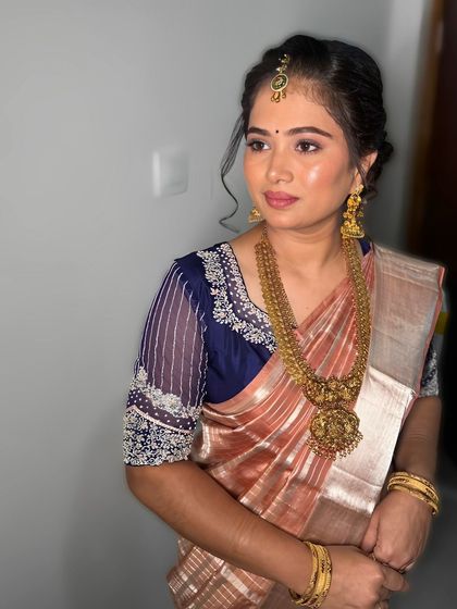 This collection showcases a variety of my custom blouse designs, from pastel engagement pieces to rich Kanjivaram pairings. Each one is uniquely crafted with different handwork techniques, fabrics, and cuts to match my client's vision.