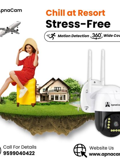 Chill at a resort stress-free. Our outdoor camera with motion detection and 360-degree wide coverage lets you monitor your home while you're on vacation.