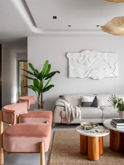 This living room from a Bengaluru apartment we designed is all about serene, neutral tones and soft textures. I focused on creating a calm, organic feel, a space where you can truly unwind, which even got a feature in Architectural Digest.