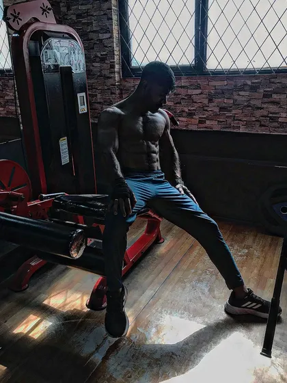 The work is done. A moment of rest after a grueling leg session.