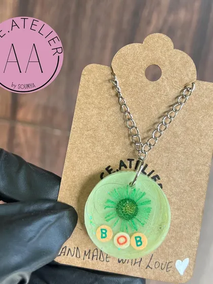Another pet memorial pendant, this one preserving the hair of a pet named Bob. These pieces are made with so much care and respect.