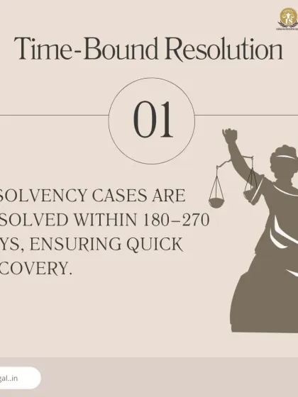 A core principle of the IBC is time-bound resolution. Insolvency cases are typically resolved within 180-270 days, ensuring a quick recovery process for creditors and a faster path to certainty for debtors.