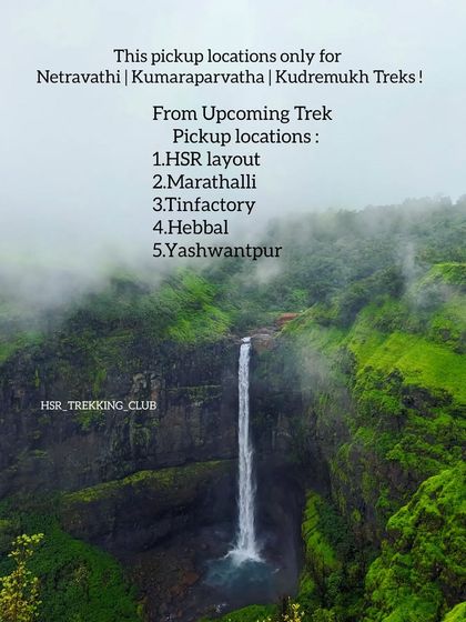 An announcement for Kumaraparvatha and Nethravathi winter treks with pickup points.