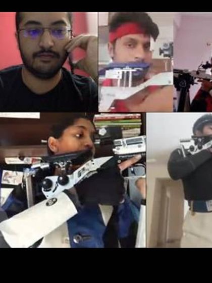 A collage of our shooters engaged in an online training session via Skype, guided by our head coach. We leverage the best technology to support our athletes.