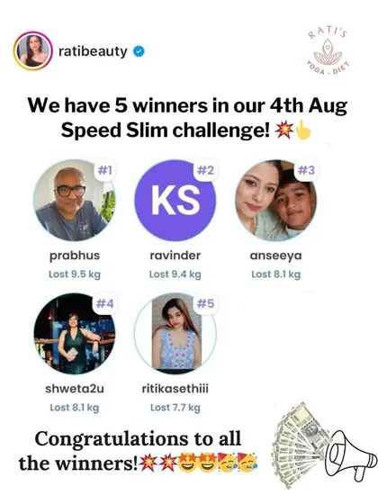 In my Speed Slim Challenge, your hard work pays off, literally. We celebrate our winners with cash prizes for their dedication and results. This is about community, motivation, and real rewards.