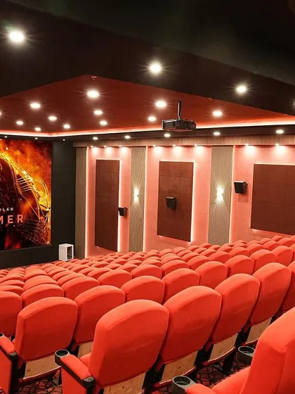 I handle projects of any scale, from intimate home theaters to large private auditoriums. This 147-seat private Dolby cinema in Coimbatore features professional-grade QSC speakers, a 4K Epson projector, and tiered seating for a true commercial theater experience.