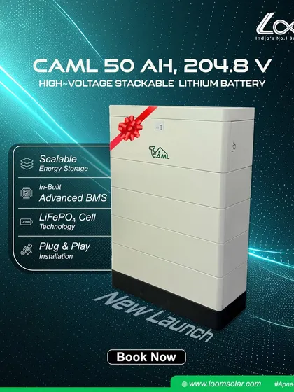 A new launch, the CAML 50 Ah, 204.8 V High-Voltage Stackable Lithium Battery. This system offers scalable energy storage with LiFePO₄ technology and simple plug-and-play installation for residential and commercial use.