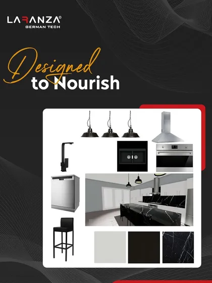 Designed to nourish. This mood board shows how I combine modern appliances, bold textures, and flawless flow to help you design your dream kitchen.