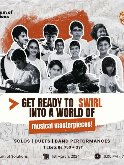 Get ready to swirl into a world of musical masterpieces at the Museum of Solutions, featuring solos, duets, and band performances from our talented students.