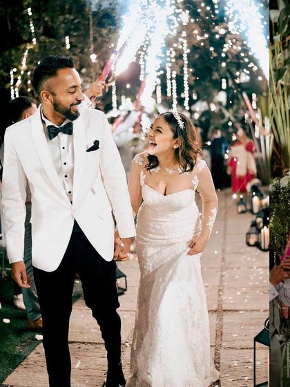 A duplicate of 262, a perfect shot of the happy couple during their sparkler entrance.