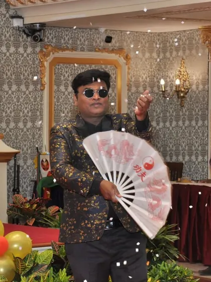 A magical moment captured during my stage show at Raj Bhavan for the Governor of Maharashtra. Performing for dignitaries in such prestigious venues is always a highlight of my career.