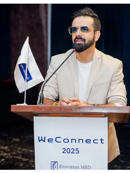At the podium for the Emirates NBD "We Connect 2025" event, a perfect blend of business discussions and lighthearted fun.