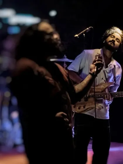 A moment of connection between our bassist and frontman on stage. Our chemistry as a band translates into a tight, powerful performance every time.