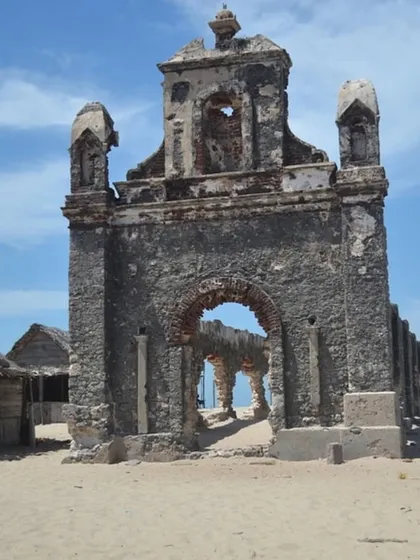 The ruins of the old church at Dhanushkodi, the "ghost town" at the southeastern tip of India. A place filled with history and haunting beauty.