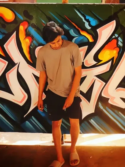 A custom graffiti piece for a jungle-themed space in Ashwem, Goa. The wildstyle lettering and vibrant colors contrast with the natural surroundings to create a unique vibe.