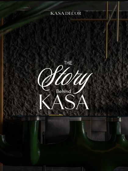 "The Story Behind KASA." This graphic represents our journey, born from a love for textured elegance, bold design, and quality craftsmanship.