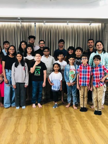 The full group of performers, teachers, and supporters from our Student's Showcase. What an incredible display of talent from rockstars of all ages.