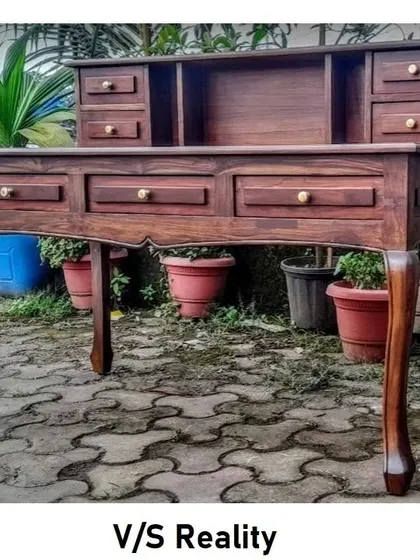 A client wanted a vintage-style study table, and this is what we delivered. The final product, with its curved cabriole legs and multiple drawers, is a faithful reproduction of their reference image.