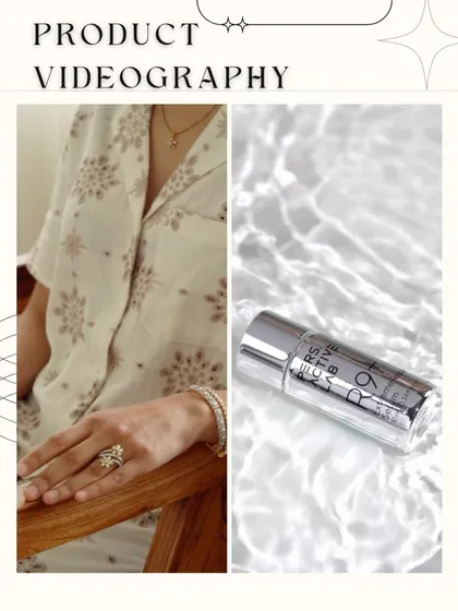 This graphic represents our product videography service. We create dynamic videos with smooth transitions and compelling close-ups to show your products in action and capture their appeal.