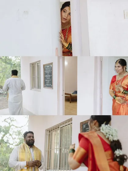 A "first look" story in three parts. This collage captures the anticipation, the reveal, and the joyful reaction, telling a complete emotional narrative of this special, private moment.