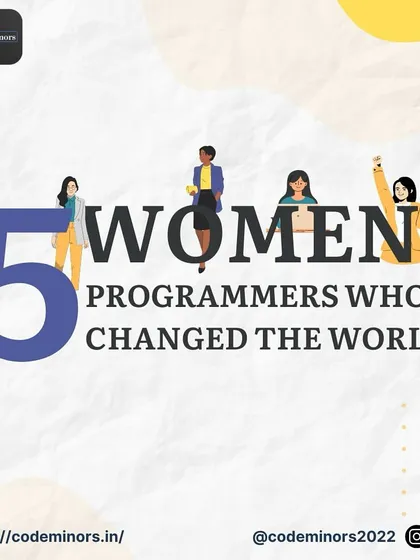 An introductory graphic for our International Women's Day series, celebrating 5 women programmers who changed the world. We honor the trailblazers who shattered glass ceilings in technology.