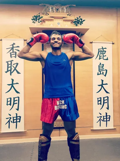 Feeling strong after a great kickboxing session at The Dojo.
