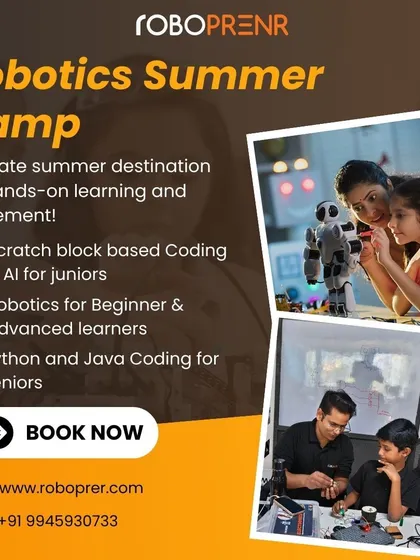 The ultimate summer destination for hands-on learning and excitement. Our camp covers Scratch coding for juniors, robotics for all levels, and Python or Java for seniors.