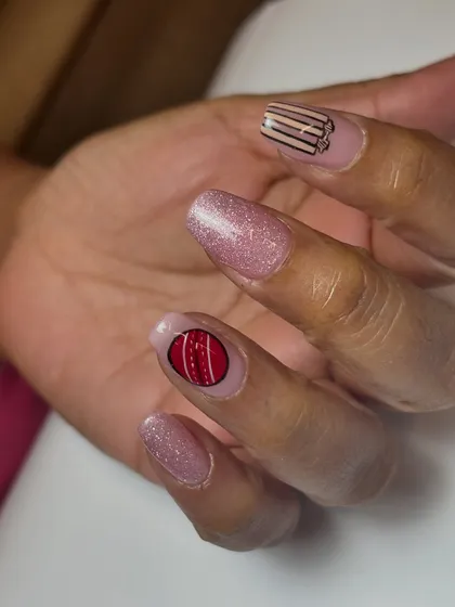This was such a sweet request. A mom got cricket-themed nails for her son's birthday. I love being a part of your special moments and creating art that means something to you.