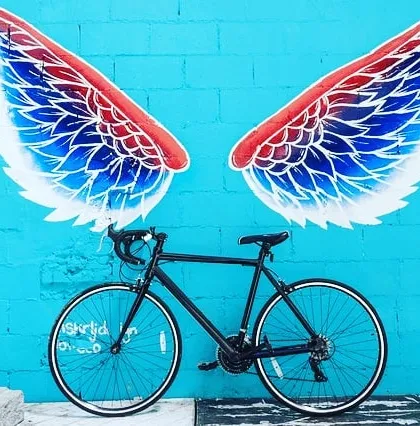 Interactive murals like these angel wings are a popular choice for cafes and retail spaces. They encourage social media engagement and turn a simple wall into a photo opportunity.