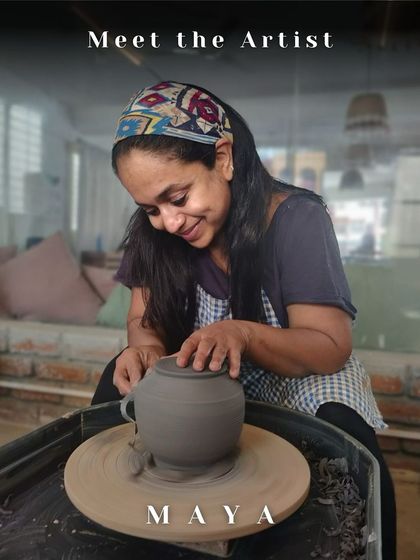 Meet the artist! This is me, Maya, founder of the studio. I love blending cultural influences and a deep commitment to my craft.