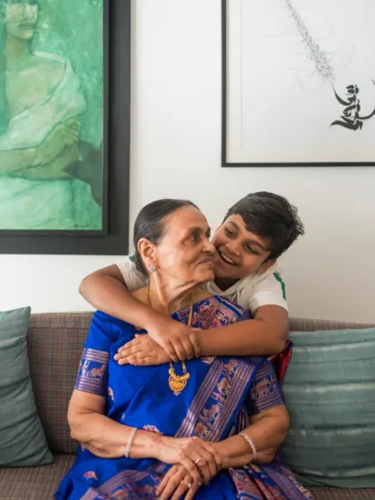 The special bond between a great-grandson and his great-grandmother. In a multi-generational shoot, these are the moments I live for. The unposed, candid interactions that show the love connecting different generations are truly the heart of the family story.