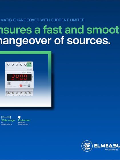 This graphic details the key benefits of our iACCLM400 automatic changeover switch. It shows the on-site configurable settings, wide range of applications, and protection against power fluctuations.
