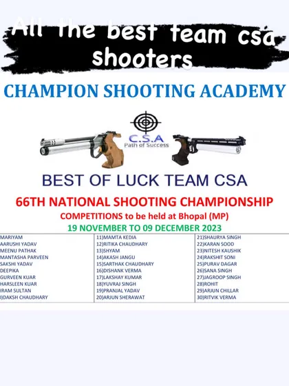 An announcement poster for our team competing at the 66th National Shooting Championship. We send a large and well prepared contingent to all major national events.