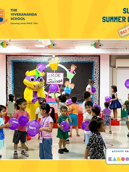 Super K interacting with children at a school summer camp. We love bringing our brand of fun to community events and collaborations.