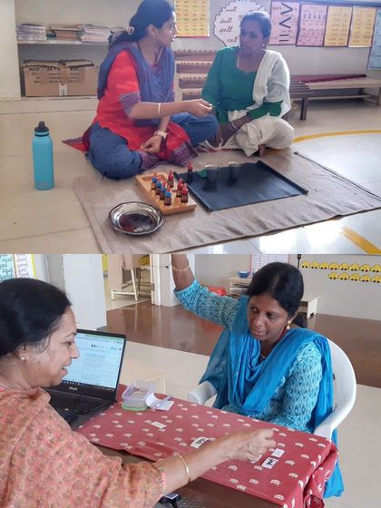 A hybrid review session for Senthil Public School, with some teachers participating in-person while others connect online, demonstrating our ability to provide flexible support.