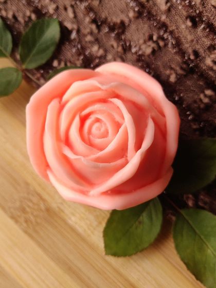 Experience the blooming beauty of my rose-shaped soap. The detail in the petals is something I'm really proud of.
