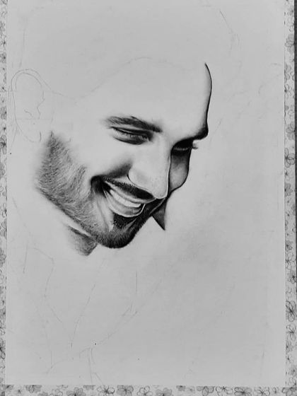A gallery showing the creation of my tribute to Sushant Singh Rajput. Each image shows a different stage, from the initial sketch to the final emotional portrait.