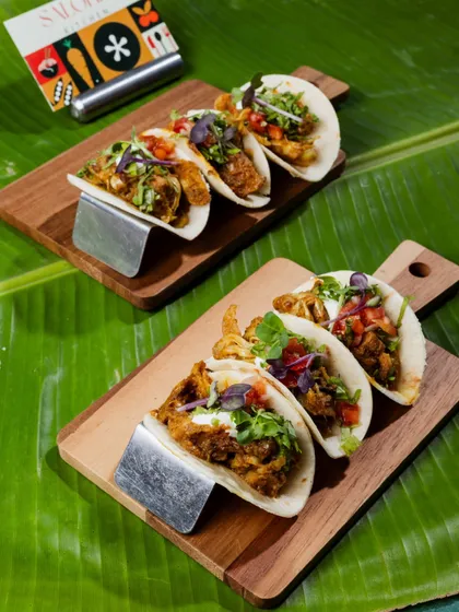 Flavorful Jackfruit Tacos, a creative fusion dish that's perfect for guests looking for something different this Diwali.