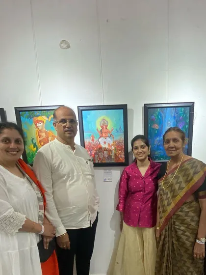 An artist with her family and supporters at the exhibition. Our events are a celebration for the entire community.