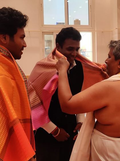 A moment of mutual respect and appreciation between our team and the client during the opening ceremony of the convention hall.