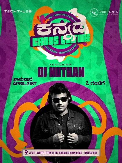 My Kannada Cross Culture events are all about celebrating our roots. This poster represents my passion for mixing the best of Sandalwood music, bringing together fans for a night dedicated to Kannada pride and party vibes.