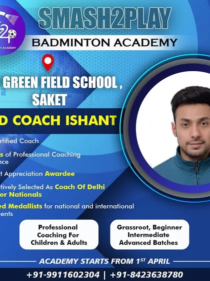 A profile of myself, Head Coach Ishant, for my Saket academy. I am a BWF-certified coach with over 12 years of experience and have produced medallists at national and international tournaments.