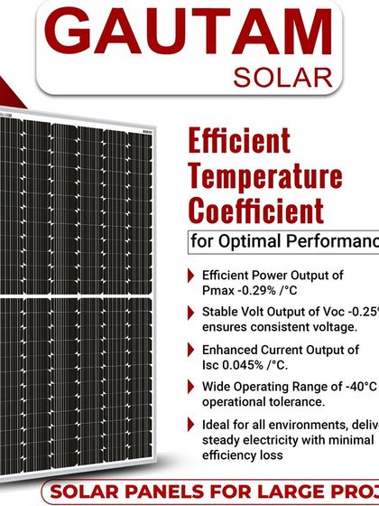 Our panels feature an efficient temperature coefficient for optimal performance in all environments. With a wide operating range of -40°C to +85°C, they deliver steady electricity with minimal efficiency loss, making them ideal for large solar projects.