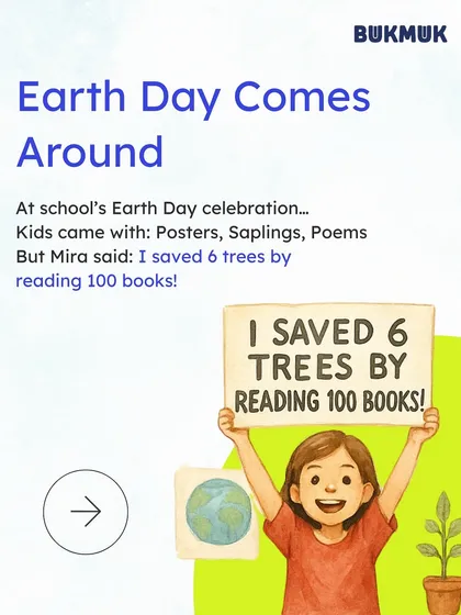 Meet Mira, an eco warrior who loves to read. This story shows how renting books from Bukmuk helped her read 100 books in 6 months, saving trees and earning her an Eco-Reader badge. Renting is a powerful way to help the planet.
